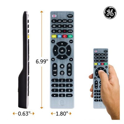GE 4-Device Universal Remote Control, Brushed Silver