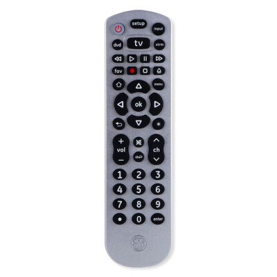 GE 3-Device Universal Remote Control, Metallic Silver