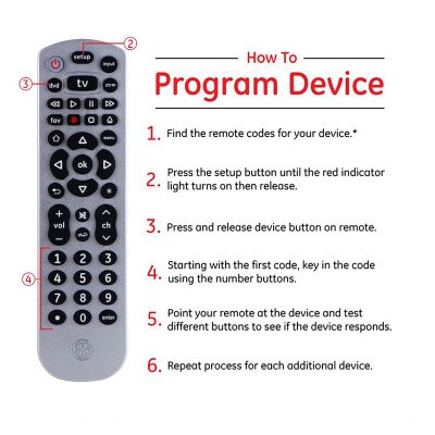 GE 3-Device Universal Remote Control, Metallic Silver