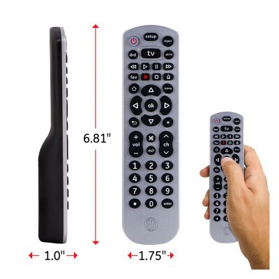 GE 3-Device Universal Remote Control, Metallic Silver