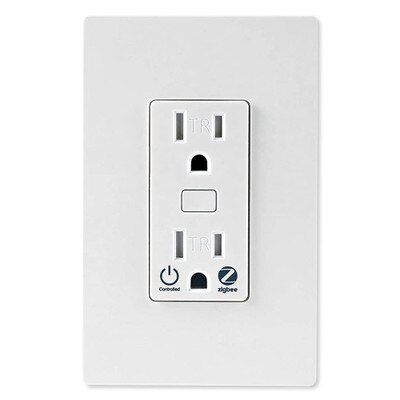 GE Enbrighten Zigbee In-Wall Tamper-Resistant Smart Outlet, White