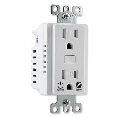 GE Enbrighten Zigbee In-Wall Tamper-Resistant Smart Outlet, White