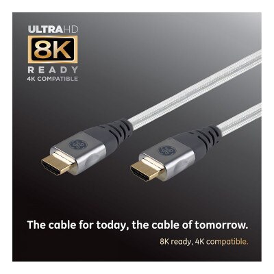 GE High Speed 8K HDMI Cable with Ethernet, 8 Ft.