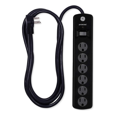 GE 6-Outlet Surge Protector with Twist-to-Close Covers, 8 Ft, 2 Pack
