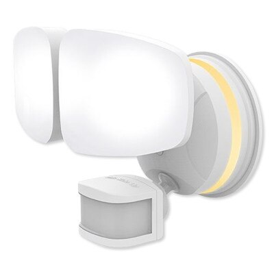 Enbrighten Outdoor 2-Head Motion-Sensing Back Lit Wi-Fi LED Security Light, White