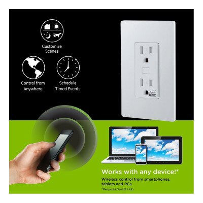 Enbrighten Z-Wave Plus v2 Smart Receptacle, Tamper Resistant, 700 Series
