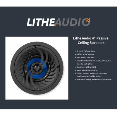Lithe Audio 4 In. Passive Ceiling Speaker (Single)