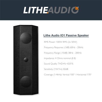 Lithe Audio IO1 Passive Speaker (Single), Black