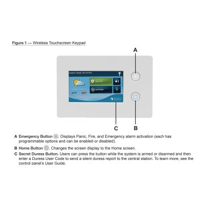 2GIG Wireless Touch Screen Remote Keypad for GC2e Panels