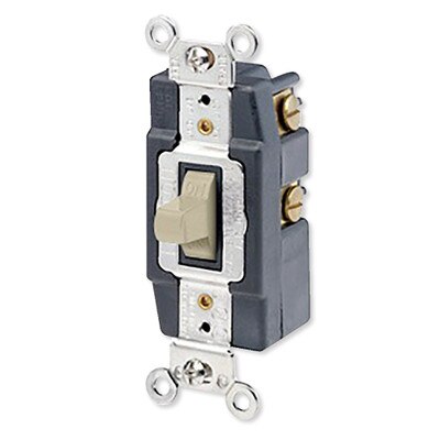 Leviton Single-Pole AC Quiet Toggle Switch, Momentary Contact, 15A, 120/277V, Ivory