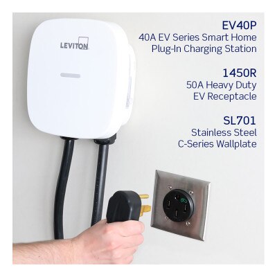 Leviton 50A Heavy Duty Flush Mount Receptacle/Outlet for EV Charging Stations