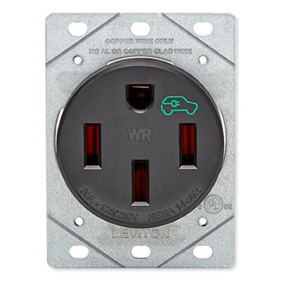 Leviton 50A Heavy Duty Flush Mount Receptacle/Outlet for EV Charging Stations, Weather-Resistant