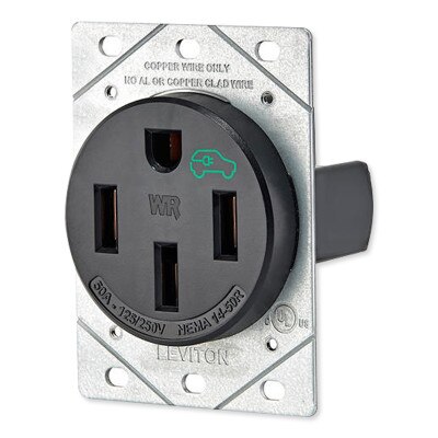 Leviton 50A Heavy Duty Flush Mount Receptacle/Outlet for EV Charging Stations, Weather-Resistant