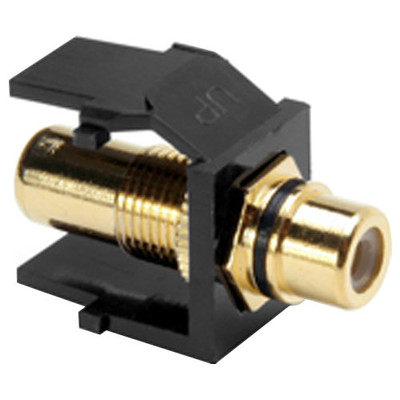 Leviton QuickPort RCA Snap-In Connector (Gold-Plated), Black Stripe, Black