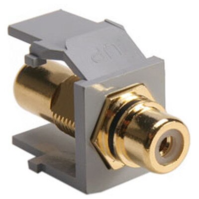 Leviton QuickPort RCA Snap-In Connector (Gold-Plated), Black Stripe, Gray