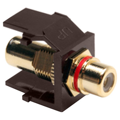 Leviton QuickPort RCA Snap-In Connector (Gold-Plated), Red Stripe, Brown