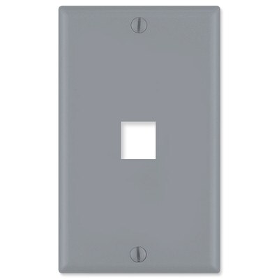 Leviton QuickPort Wallplate, 1-Gang, 1-Port, Gray