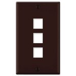 Leviton QuickPort Wallplate, 1-Gang, 3-Port, Brown