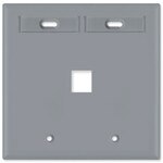 Leviton QuickPort Wallplate, 2-Gang, 1-Port (with ID Window), Gray