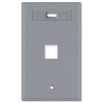 Leviton QuickPort Wallplate, 1-Gang, 1-Port (with ID Window), Gray