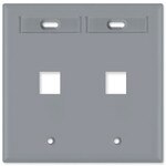 Leviton QuickPort Wallplate, 2-Gang, 2-Port (with ID Window), Gray