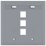 Leviton QuickPort Wallplate, 2-Gang, 3-Port (with ID Window), Gray