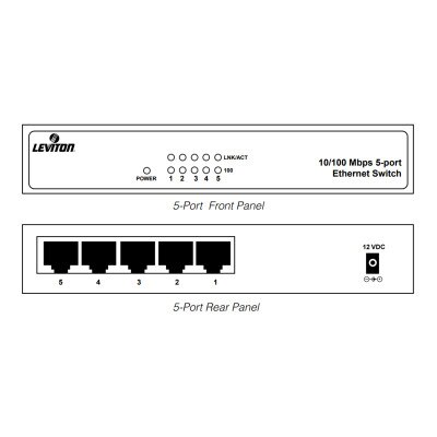 Leviton Ethernet Switch, 5-Port (10/100 Mbps) (Open Box)