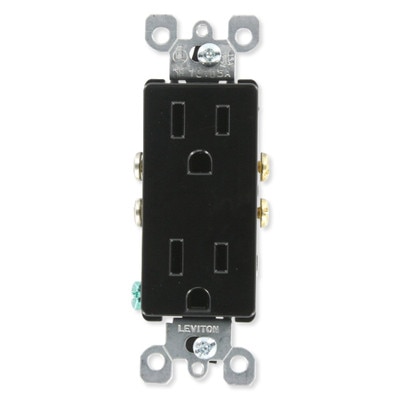 Leviton Residential Grade Duplex Receptacle, 15A, Black