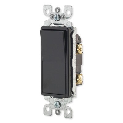 Leviton Decora Rocker Single-Pole AC Quiet Switch, 15A, 120/277V, Black