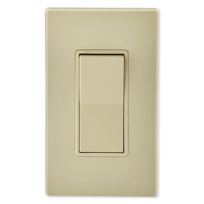Leviton Decora Rocker Single-Pole AC Quiet Switch, 15A, 120/277V, Ivory