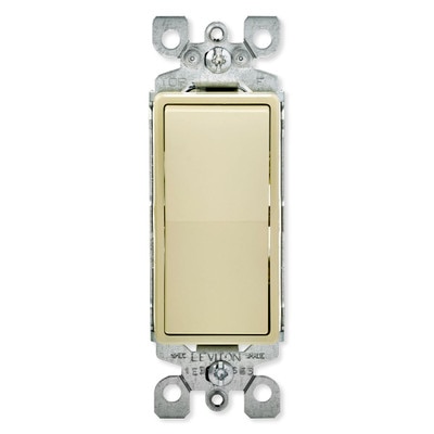 Leviton Decora Rocker Single-Pole AC Quiet Switch, 15A, 120/277V, Ivory