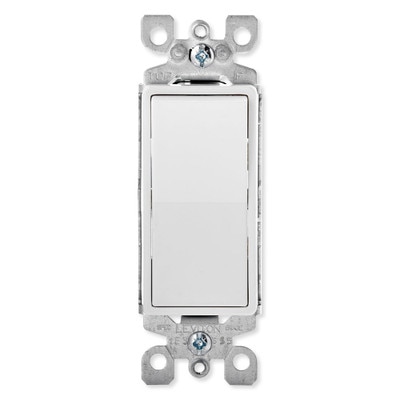 Leviton Decora Rocker Single-Pole AC Quiet Switch, 15A, 120/277V, White
