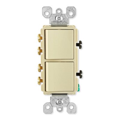 Leviton Decora 3-Way Combination Wall Switch (Dual Switch), Ivory
