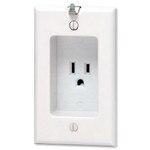 Leviton Recessed Receptacle with Clock Hanger Hook, White