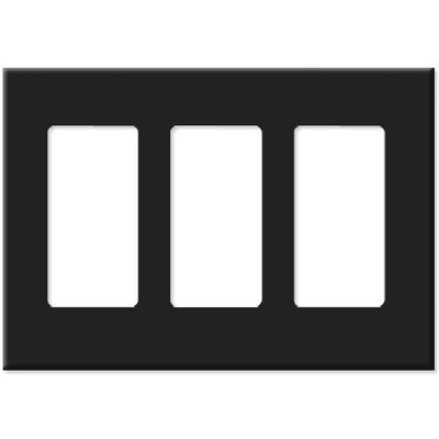 Leviton Decora Plus Screwless Snap-On Wallplate, 3-Gang, Black