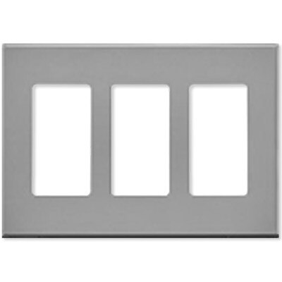 Leviton Decora Plus Screwless Snap-On Wallplate, 3-Gang, Gray