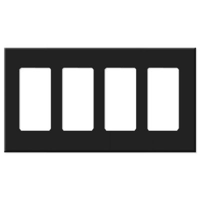 Leviton Decora Plus Screwless Snap-On Wallplate, 4-Gang, Black