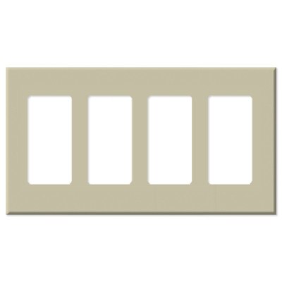 Leviton Decora Plus Screwless Snap-On Wallplate, 4-Gang, Ivory