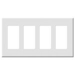 Leviton Decora Plus Screwless Snap-On Wallplate, 4-Gang, White