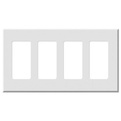 Leviton Decora Plus Screwless Snap-On Wallplate, 4-Gang, White
