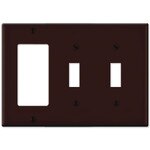 Leviton Combination Wallplate (1 Decora & 2 Toggle), Brown