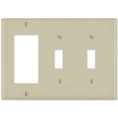 Leviton Combination Wallplate (1 Decora & 2 Toggle), Ivory