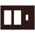 Leviton Combination Wallplate (2 Decora & 1 Toggle), Brown