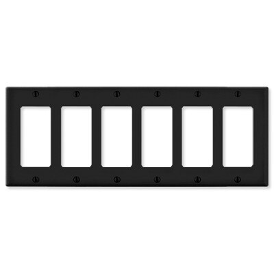 Leviton Decora Wallplate, 6-Gang, Black