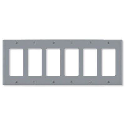 Leviton Decora Wallplate, 6-Gang, Gray