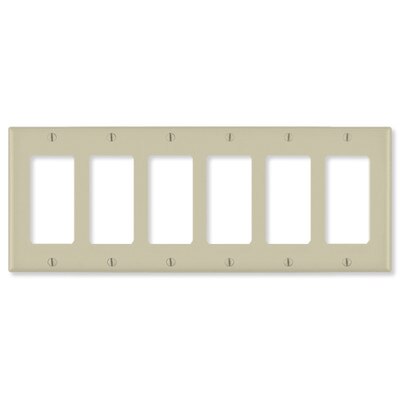 Leviton Decora Wallplate, 6-Gang, Ivory