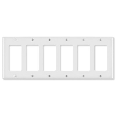 Leviton Decora Wallplate, 6-Gang, White
