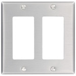 Leviton Decora Wallplate, 2-Gang, Aluminum