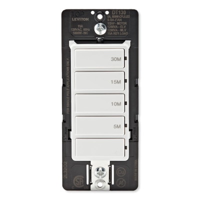 Leviton Decora Preset Countdown Timer Wall Switch, 30 Min (5, 10, 15, 30 Min)