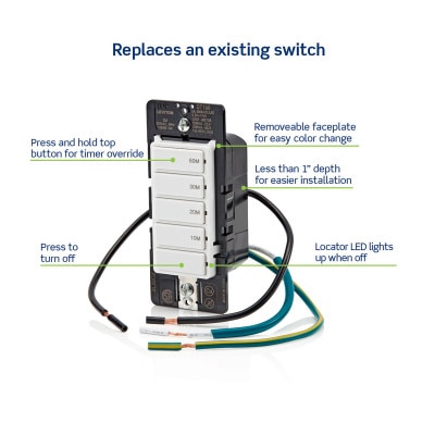 Leviton Decora In-Wall Countdown Timer Switch (10, 20, 30, 60 Min)